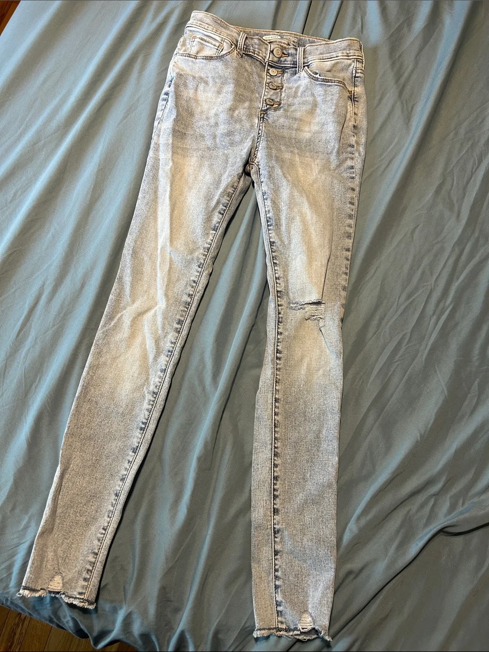 Old Navy rockstar Light Wash Skinny Jeans with Button Fly girls 14